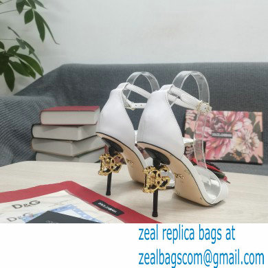Dolce  &  Gabbana DG Logo Heel 10.5cm Black Red Roses Sandals White 2022